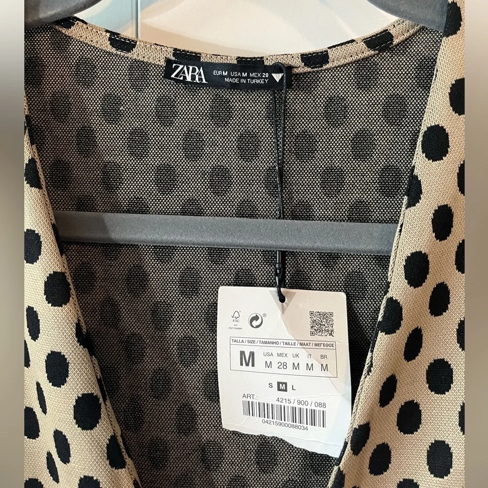 NWT Zara Belted Polka Dot Dress Size Medium